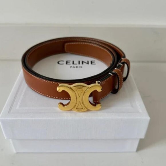 Celine Brown Belt with Gold Buckle NEW unworn